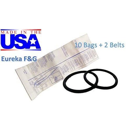 Eureka Home Care 10 Eureka Sanitaire F&G Bags + 2 Round Belts Bundle Kit !! Made in USA 8542021685